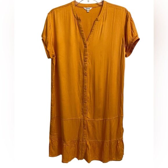 Splendid Jamie Tiered Mini Dress Size XS Short Sleeves Orange Nectar Coquette - Picture 13 of 16
